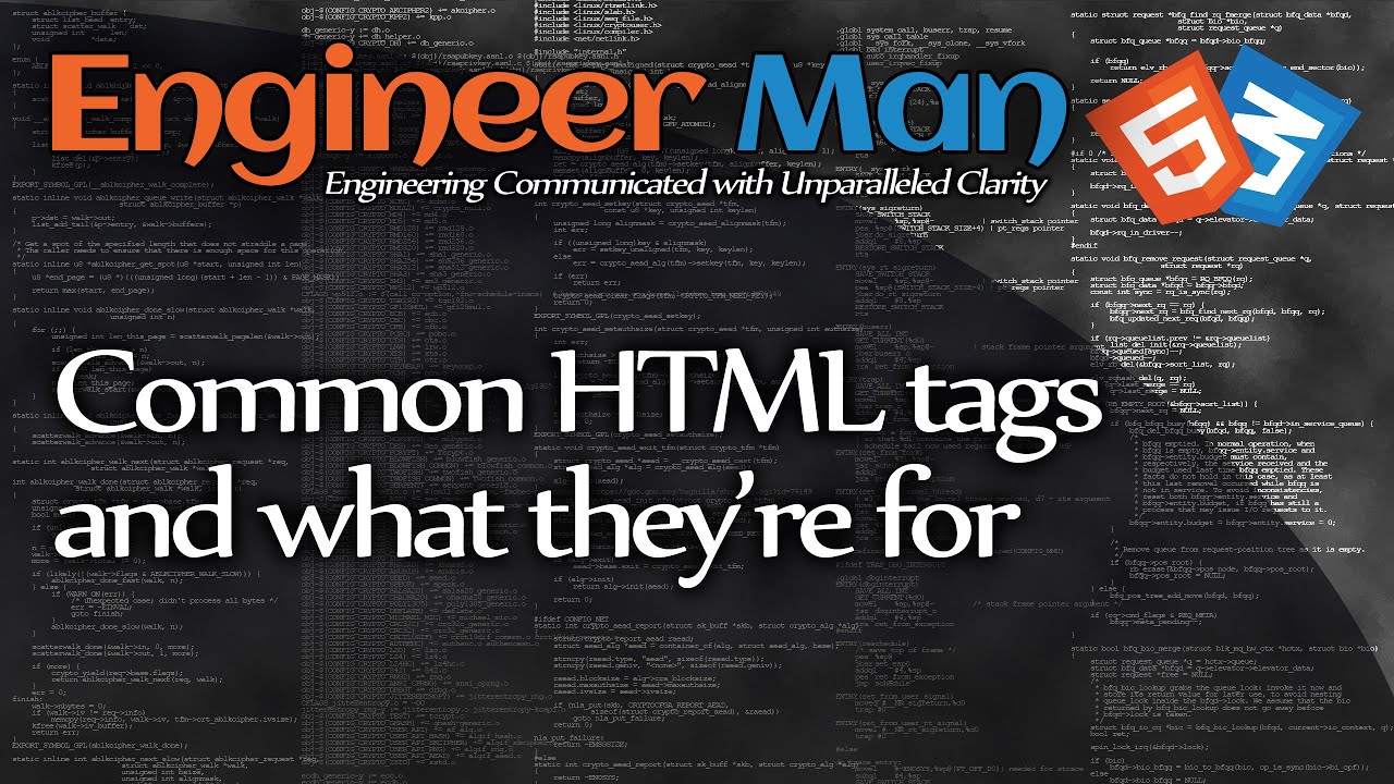 Common HTML tags and what they are for (HTML/CSS Basics)