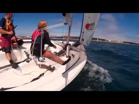 Sailing a Xenon in Sandown Bay Isle of Wight