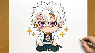 Drawing Sanemi Shinazugawa Chibi | Demon Slayer Wind Hashira Anime Art | Infinity Castle