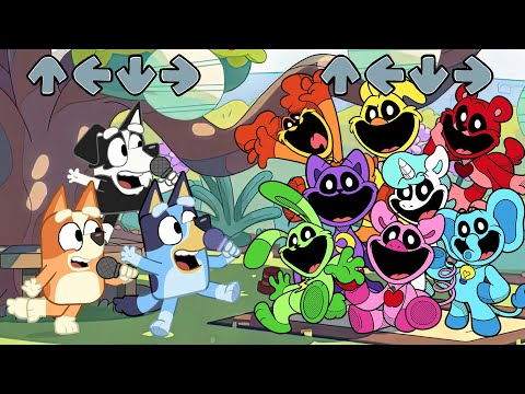 FNF Can Can But All Smiling Critters x Bluey x Bingo x Mackenzie Sing it - Friday Night Funkin'