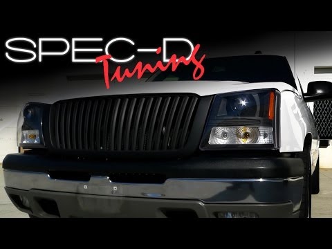 SPECDTUNING INSTALLATION VIDEO: 2003 - 05 CHEVROLET SILVERADO PROJECTOR HEADLIGHTS AND FRONT GRILLE