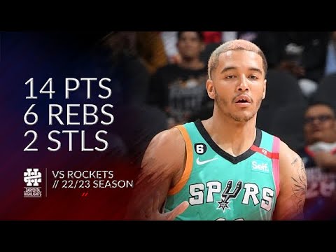 Jeremy Sochan 14 pts 6 rebs 2 stls vs Rockets 22/23 season
