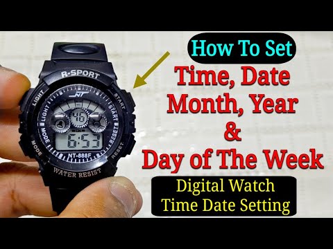 How To Set Time, Day & Date On 4 Buttons Digital Sport Watch? | Time Setting