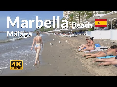 Marbella Beach Walk 4K Málaga Spain 🇪🇸