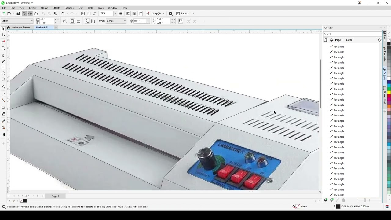 🎥 Vector Design in Action – Laminator Illustration Created from Scratch!