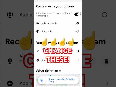 Change Settings Record My Ride Uber Driver
