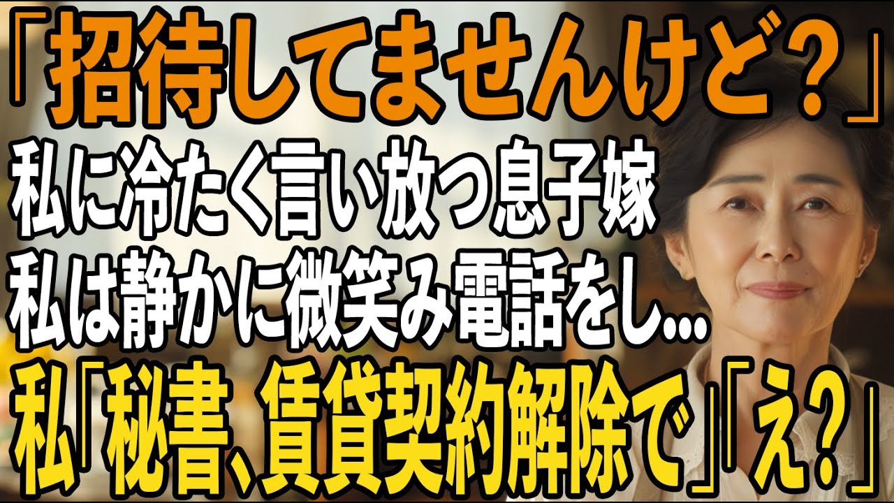 「招待してませんけど？」息子の昇進祝いで40人分の料理を1人で作らされた私に言い放った息子嫁→直後、私「秘書、賃貸契約解除で」息子夫婦「え？」【シニアライフ】【60代以上の方へ】