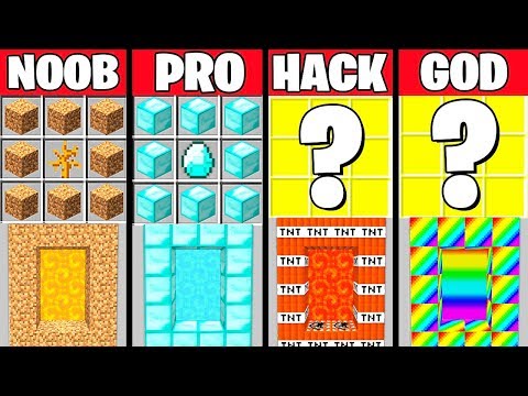 Minecraft Battle: SUPER PORTAL CRAFTING CHALLENGE - NOOB vs PRO vs HACKER vs GOD ~ Funny Animation