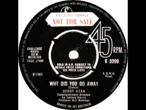 RARE TEENER Bobby Dean - Why did you go away