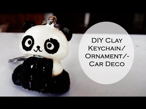 DIY clay keychain/Ornament/ car deco (Panda)