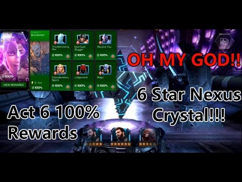 Act 6 100% Rewards Crystal Opening! 6 Star Nexus Crystal!!! | Marvel Contest Of Champions