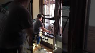 Double track storm window cleaning