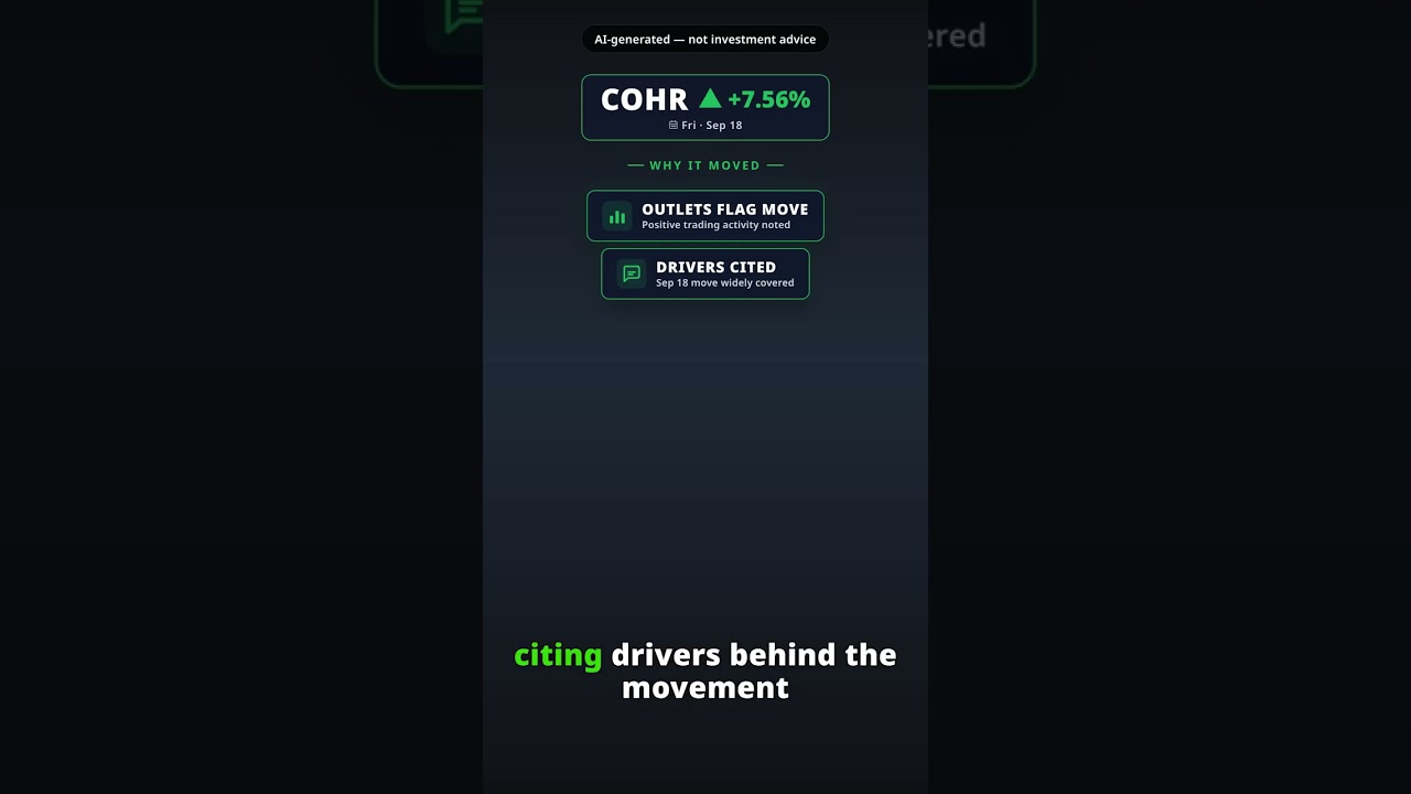 ¿Por qué repunta la acción de Coherent hoy? COHR +7.56% (18 sep)