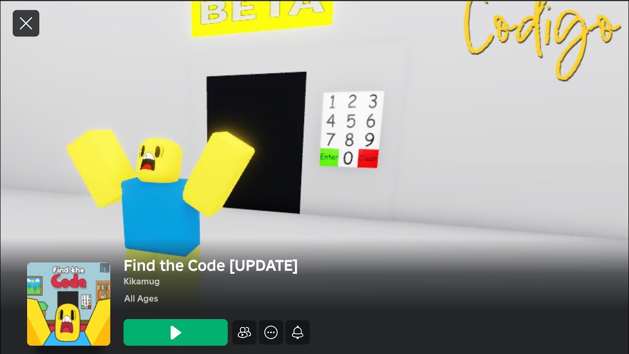 Update! Find the Code 🔢Roblox game complete play through all codes!