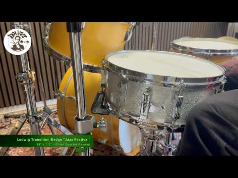 Ludwig No. 908 Jazz Festival 5x14" 8-Lug Snare Transition Badge (1958 - 1960) - Silver Sparkle (VIDEO) image 21
