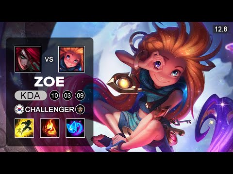 T1 Faker vs KatEvolved - Zoe vs Katarina Mid - KR Challenger - Patch 12.8 Season 12
