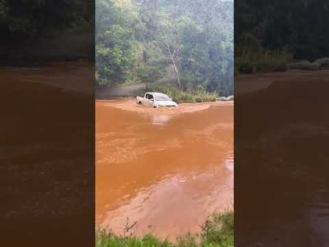 They drove through a raging river in their truck! 😱#shorts