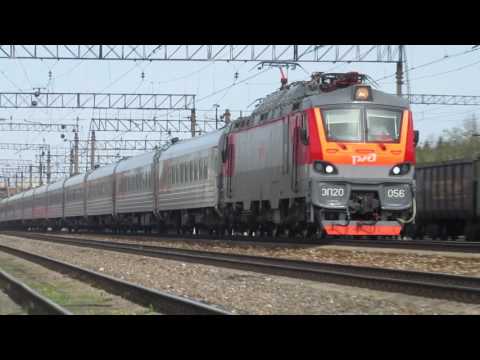 Электровоз ЭП20-056 с первым поездом№739А Москва-Брянск станция Бекасово-1 15.05.2017