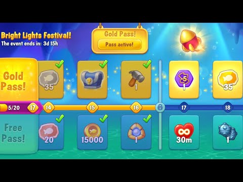 @Fishdom Win Strikes Level 9568 - 9571. Bright Lights Festival Level 16 🔐