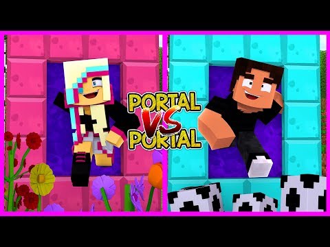 GIRL VS BOY | PORTAL VS PORTAL | Minecraft Little Kelly Plays