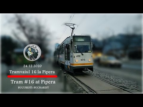 Tramvaiul 16 in fata statiei de metrou Pipera | Tram #16 in front of Pipera Subway station-Bucharest