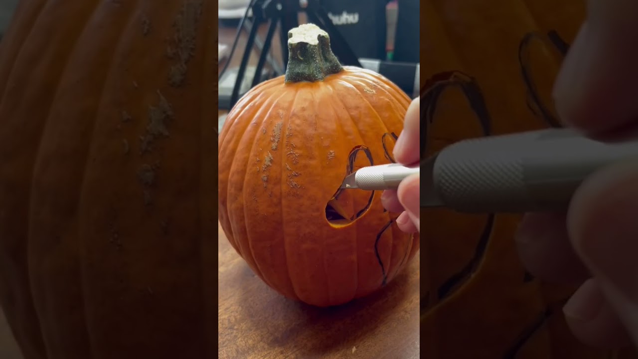 The Time We Tried Intricate Vine Carvings on Pumpkins  😈 #fyp #halloween #ghostface #scream