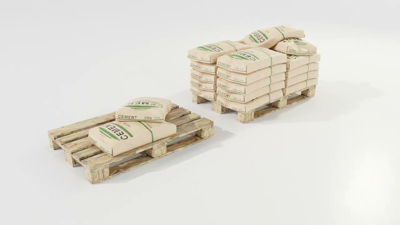 Pallet with Cement Bags 3D Model