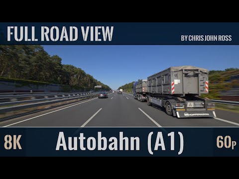 Autobahn (A1), Germany: Posthausen - Stuckenborstel - Bockel - 8K (4320p/60p) Ultra HD