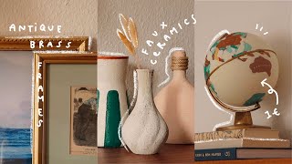 DIY Mid-Century Modern Decor | vintage brass frames, faux ceramics, painted globe