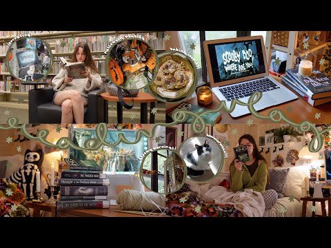 READING VLOG | summerween, 7 spooky books, gloomy days, baking + journaling🦇