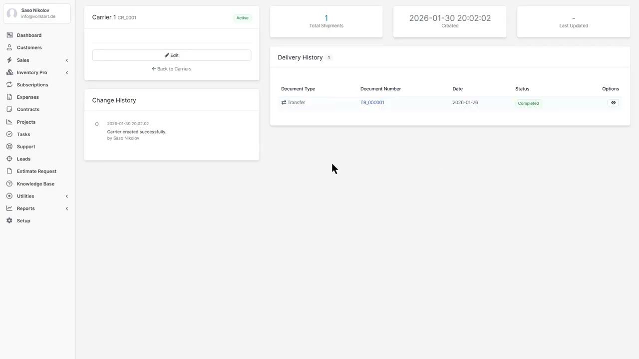 Carriers - Inventory Pro - Multi-Warehouse Inventory Management for Perfex CRM