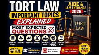 Tort Law Important Topics Explained | AIBE & LLM Entrance 2026 | Most Expected Questions