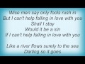 Barry Manilow - Can't Help Falling In Love Lyrics_1