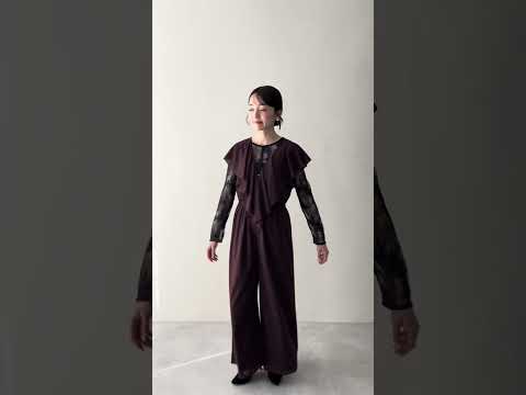 ブラウンのフリルジャージパンツドレスセット 動画