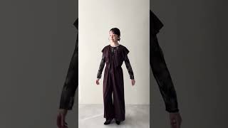 ブラウンのフリルジャージパンツドレスセット 動画
