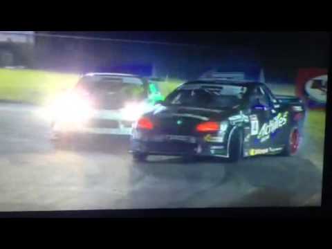 Nick Coulson Crash at Hi-Tec Oils Figure 8 Drift Series 2014