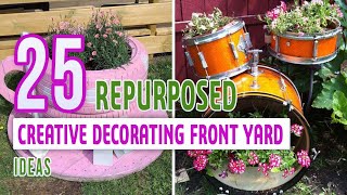25 Repurposed Creative Decorating Front Yard Ideas