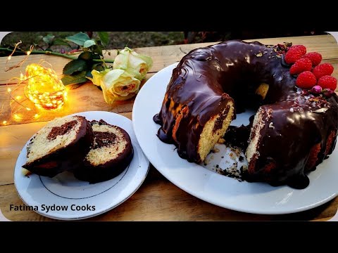 Marble Cake, delicious vanilla and chocolate covered with Chocolate Ganache ❤️👌