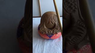 Japanese Buddhist Percussion MOKUGYO Wooden Fish Drum 4.72 w/stick w/pillow