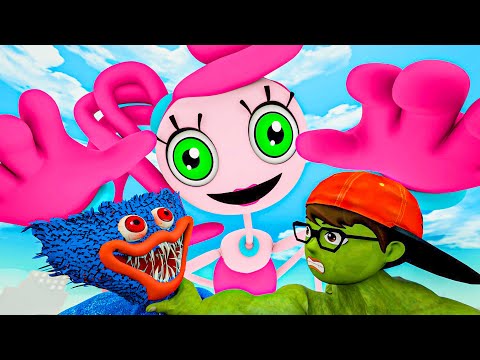 Can Nick Hulk Defeat GIANT Mommy Long Legs & Huggy Wuggy? - Scary Teacher Poppy Playtime 3D Cartoon