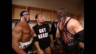 WWE SmackDown 3/28/2002 Hulk Hogan, The Rock, and Kane Backstage
