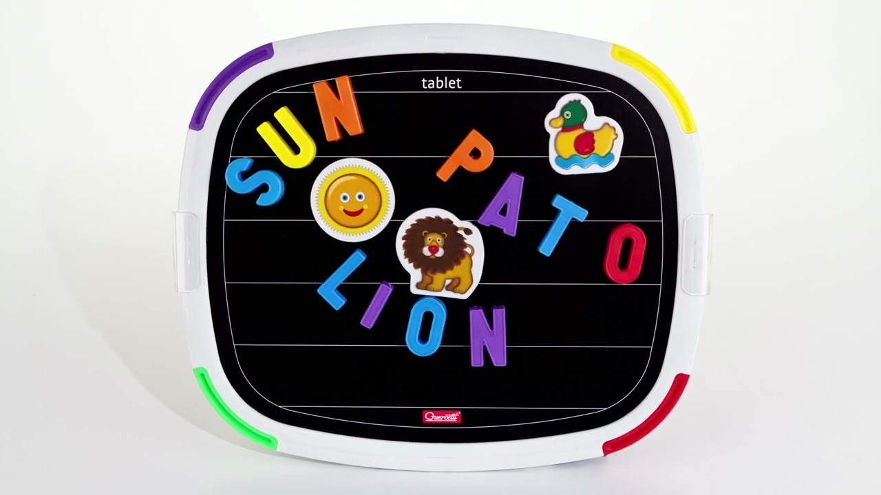 Quercetti: Kétoldalas mágneses tábla betűkkel és filctollal videó