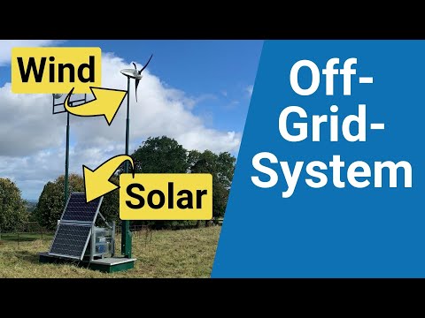 Vollständiges System aus Windkraft, PV und Batterie: Energie jederzeit