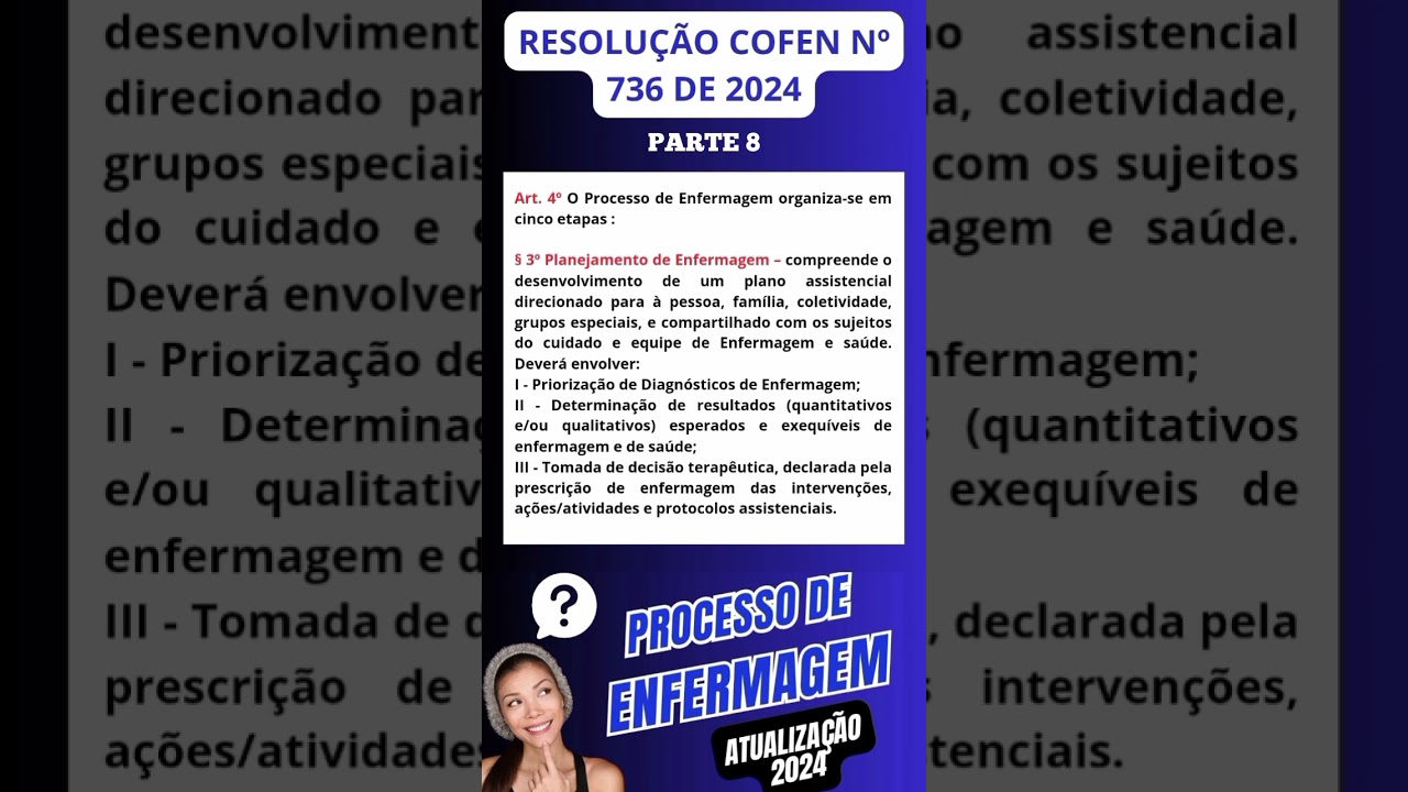 PARTE 8: PROCESSO DE ENFERMAGEM ATUALIZADO  - RESOLUÇÃO COFEN Nº 736/2024 📚 👩‍🏫 🎯 #enfermagem