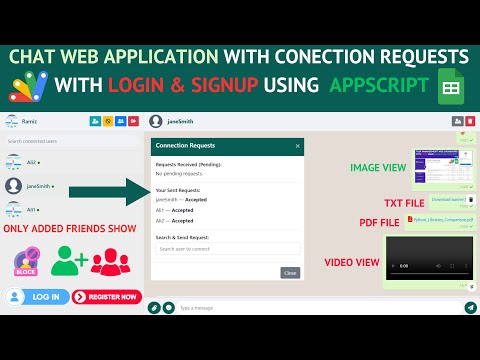 Chat Web Application with Connections Request using Google Sheet & Appscript | C29