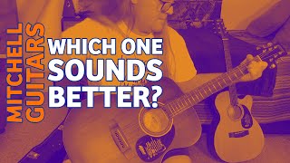 Video thumbnail for Which one sounds better? Mitchell T333E-BST or Mitchell T313CE - Acoustic Guitar Demo No Talking by Ryan's Custom Shop and Gear Outlet