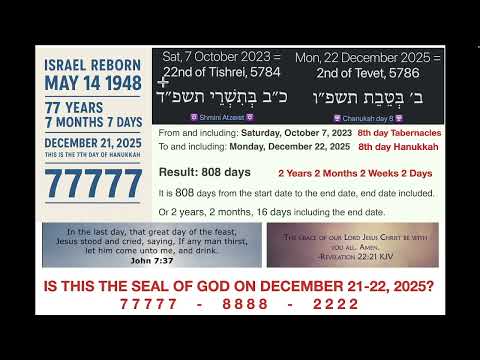 IS THIS THE SEAL OF GOD ON DECEMBER 21-22, 2025? 77777 8888 2222