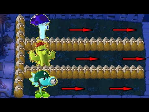 99 Cactus Vs 99 Snow Pea Vs 99 Scaredy shroom  Vs Gargantuar Vs Dr. Zomboss - Plants vs Zombies Hack