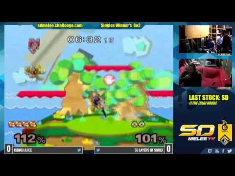 Last Stock SD - Juice (Fox) Vs. 50 Layers of Shrek (Shiek) SSBM Winners R3 - Melee