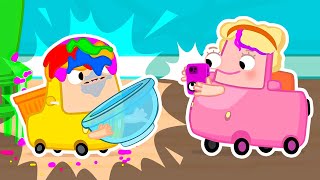 Vamos comer bolo com a Família Wheelzy! Desenhos animados de carros. Desenho animado infantil